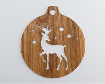 Laser Cut Reindeer Christmas Bauble Festive Ornament
