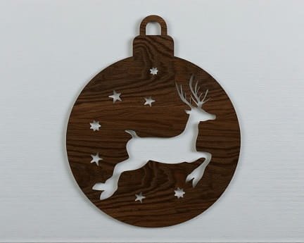 Laser Cut Reindeer with Stars Christmas Bauble