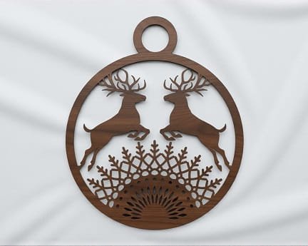 Laser Cut Intricate Reindeer Christmas Ornament