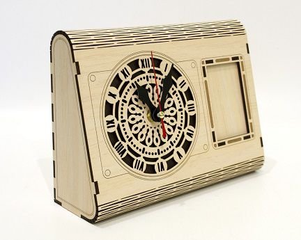 Laser Cut Table Clock With Photo Frame