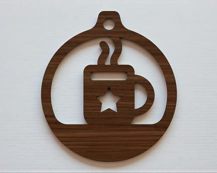 Laser Cut Coffee Cup Christmas Tree Ornament
