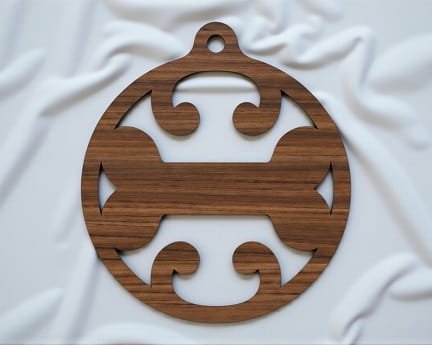 Laser Cut Dog Bone Christmas Ornament