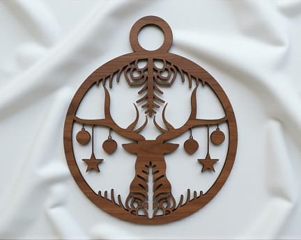 Laser Cut Intricate Reindeer Christmas Tree Ornament
