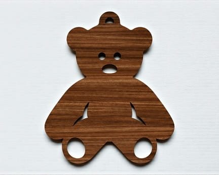 Laser Cut Teddy Bear Christmas Tree Ornament