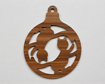 Laser Cut Yin Yang Cats Christmas Ornament