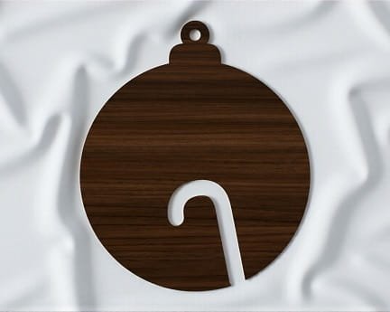 Laser Cut Christmas Tree Ornament with Candy Cane Cutout