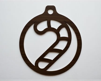 Laser Cut Christmas Candy Cane Hanging Bauble