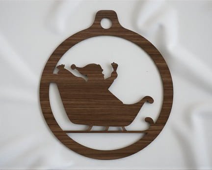 Laser Cut Santa Claus Sleigh Christmas Bauble
