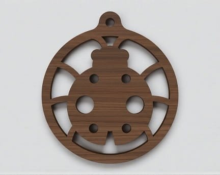 Laser Cut Ladybug Christmas Tree Ornament