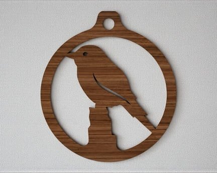 Laser Cut Bird Christmas Tree Bauble Decoration