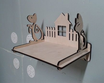 Laser Cut Wooden House Wall Shelf