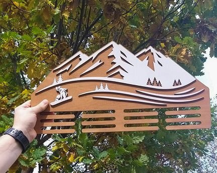 Laser Cut Skiing Medal Hanger Display