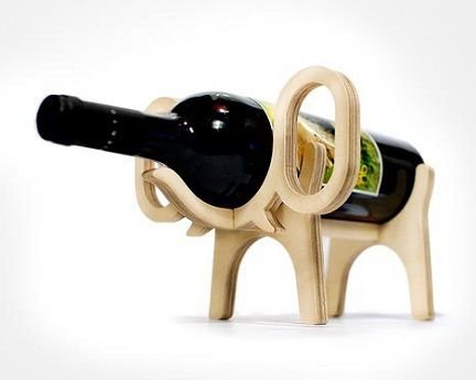 Laser Cut Wooden Elephant Wine Bottle Holder