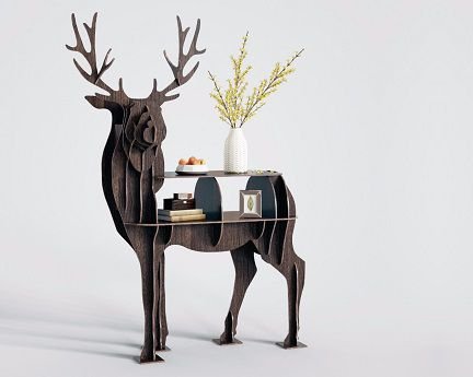 Laser Cut Book Shelf Stand Organizer Deer Shape Book Rack