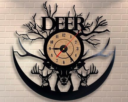 Laser Cut Deer Vinyl Record Wall Clock