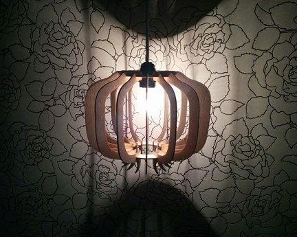 Laser Cut Wooden Pomegranate Lampshade