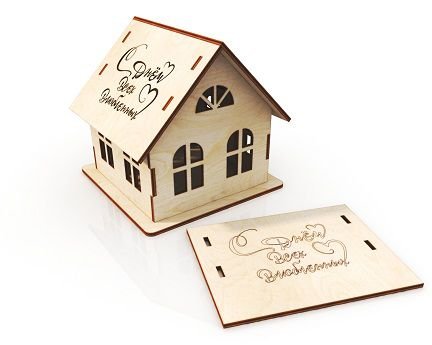 Laser Cut Valentine Day Romantic House 3D Wood Model