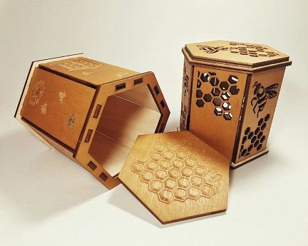 Laser Cut Wooden Honey Jar Box