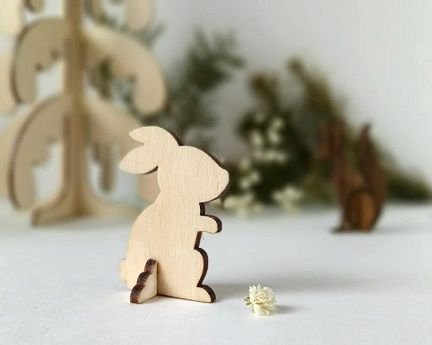 Laser Cut Bunny 3D Puzzle Wood Model