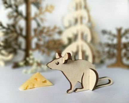 Laser Cut Mouse 3D Puzzle Wood Model