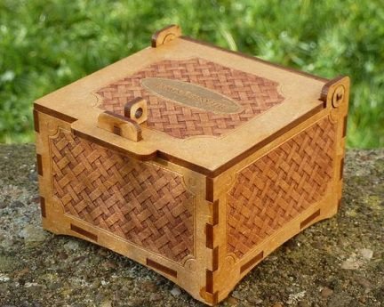 Laser Cut Engraved Wooden Box With Lid and Lock