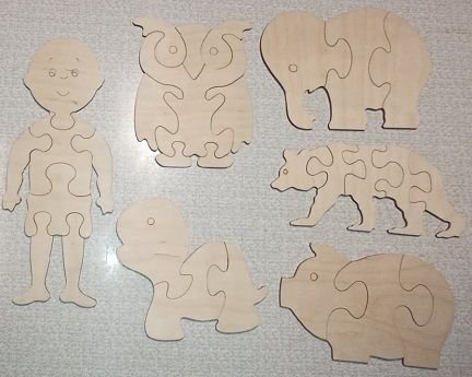 Laser Cut Wooden Jigsaw Puzzle Play Set for Kids