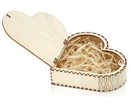 Laser Cut Heart Shaped Wooden Jewelry Box