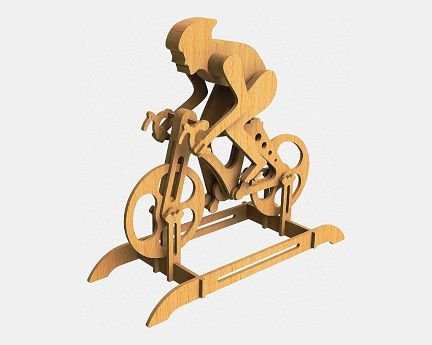 Laser Cut Road Racer With Bike 3D Wood Model