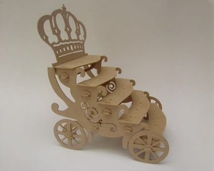 Laser Cut 5 Tier Crown Carriage Cupcake Stand