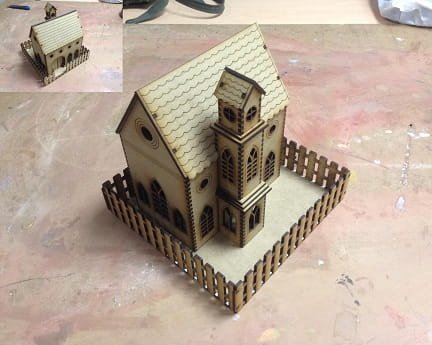 Laser Cut Church 3D Wood Model