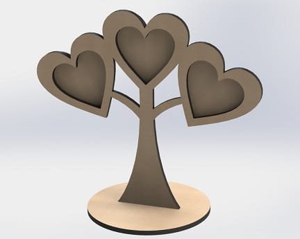 Laser Cut Heart Tree Desktop Picture Frame