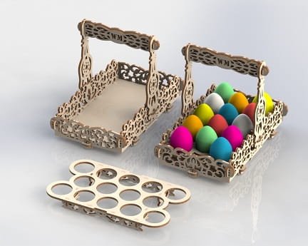 Laser Cut Decorative Easter Egg Basket