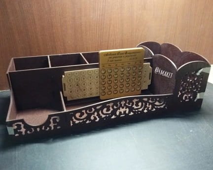 Laser Cut Wooden Desk Organizer With Perpetual Calendar