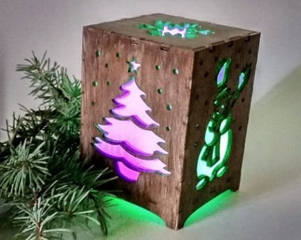 Laser Cut Christmas Tree Wooden Light Box