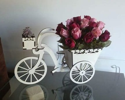 Laser Cut Decorative Flower Basket Cycle