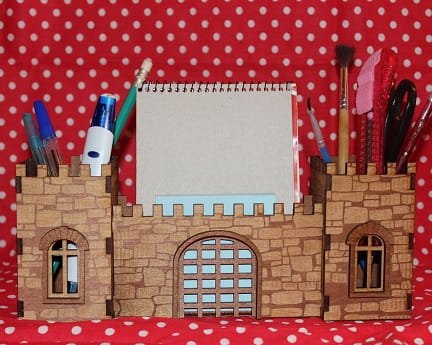 Laser Cut Fortress Desk Organizer Pencil Holder