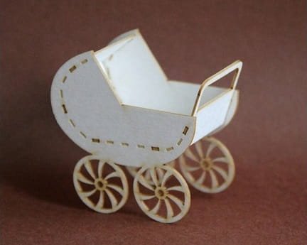 Laser Cut Miniature Baby Doll Cart Stroller