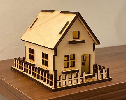 Laser Cut Miniature House 3D Wood Model