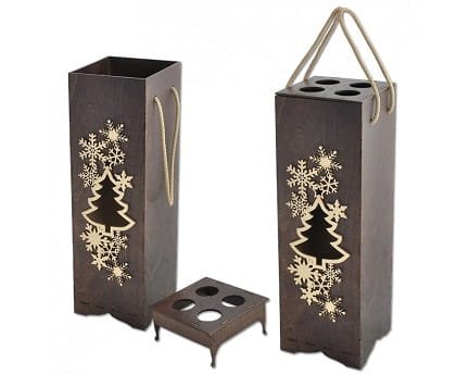 Laser Cut Single Bottle Christmas Wine Gift Box