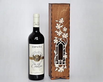 Laser Cut Single Bottle Wine Box With Floral Design