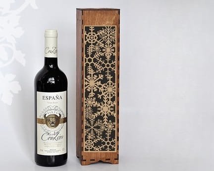 Laser Cut Single Bottle Wooden Wine Box