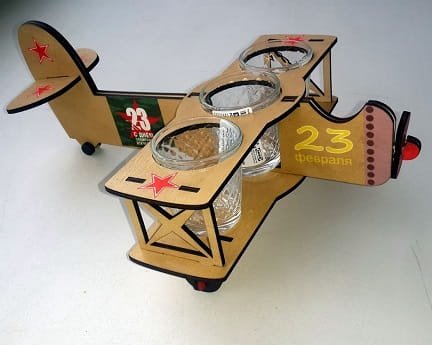 Laser Cut Wooden Airplane Wine Glass Holder