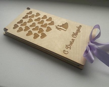 Laser Cut Wooden Gift Box With Ribbon Closure
