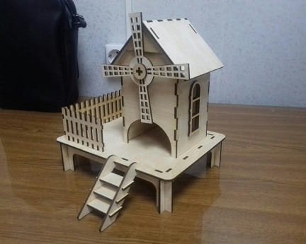 Laser Cut Wooden Windmill Tea Bag House