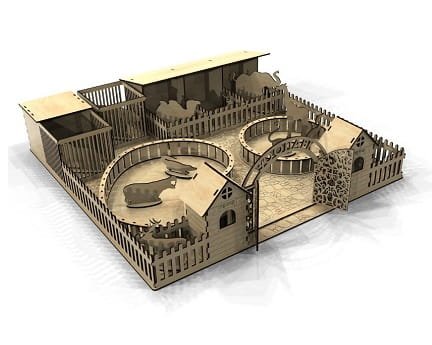 Laser Cut Zoo 3D Wood Model