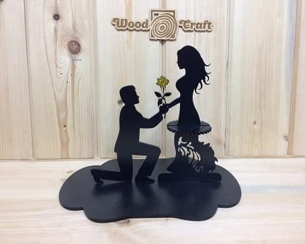 Laser Cut Couple Napkin Holder With Flower