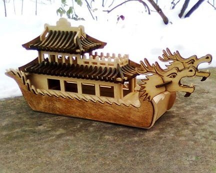 Laser Cut Dragon Boat 3D Wood Model