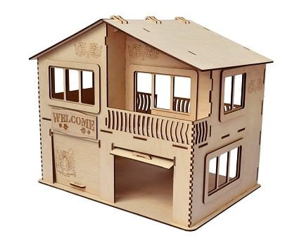 Laser Cut House Garage 3D Puzzle Wood Model