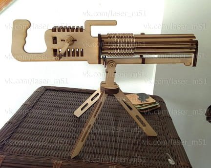 Laser Cut Machine Gun 3D Puzzle Wood Model