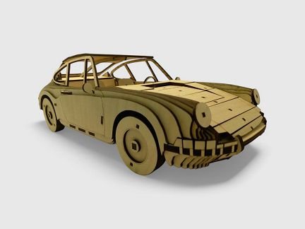 Laser Cut Porsche 911 3D Wood Model Puzzle